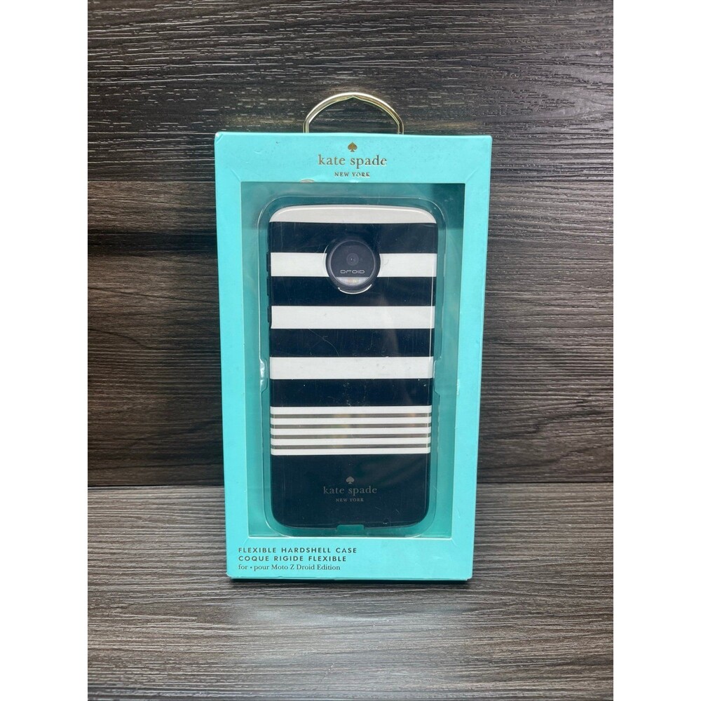 kate spade New York Flexible Hardshell Case Moto Z Droid Stripe Black/White/Gold